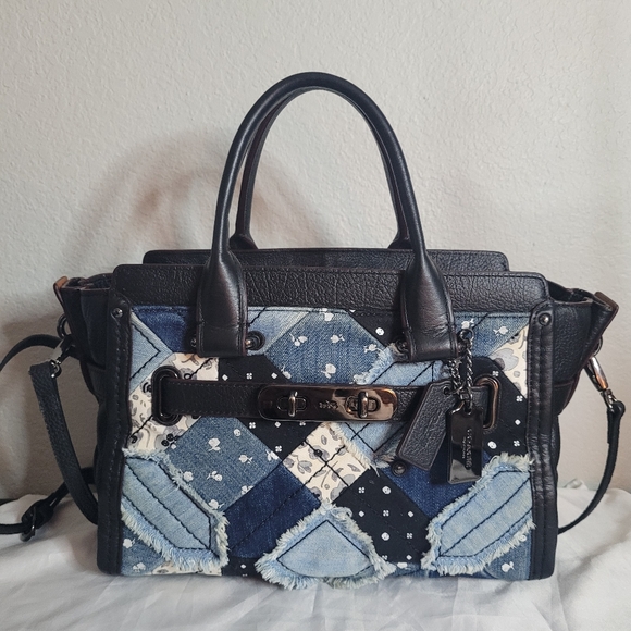 Coach Swagger 27 Canyon Quilt Denim Satchel - Picture 1 of 16